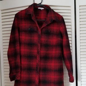 LLBean Flannel Tunic, M Black and Red Plaid